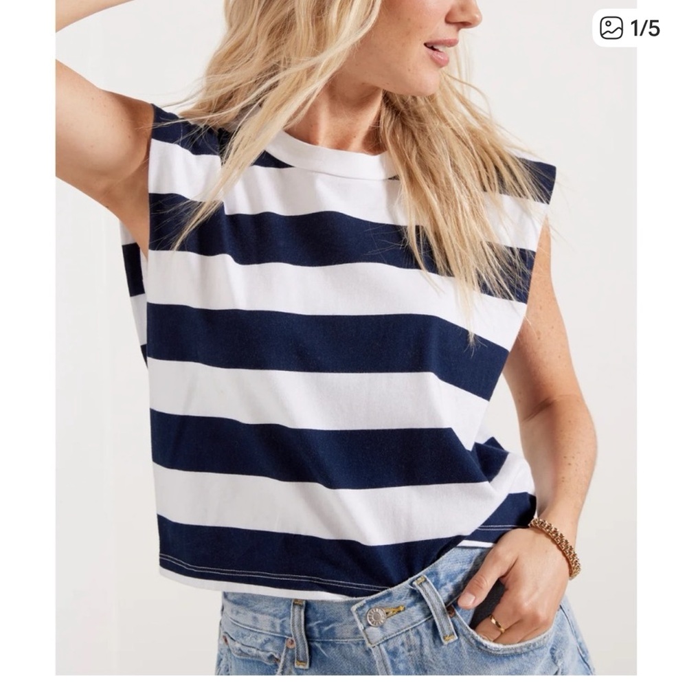 Evereve Stateside Striped Muscle Sleeveless Tee